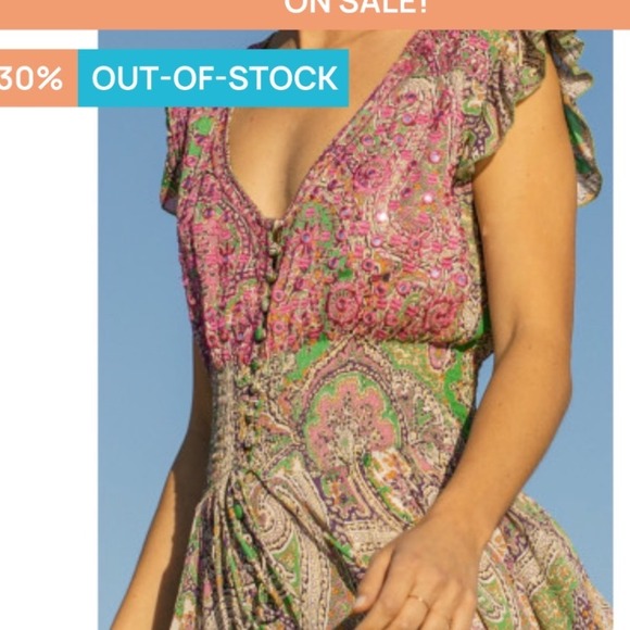 Miss‎ June Paris Maxi Dress Multicolor Paisley Print Ruffle Sleeves - Picture 6 of 8